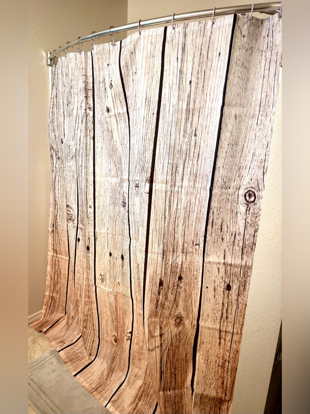 Rustic Wood Plank Shower Curtain - Natural Brown